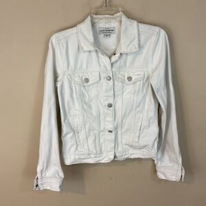 Lucky Brand White Classic Denim Frayed Edges Jean Jacket Size Small